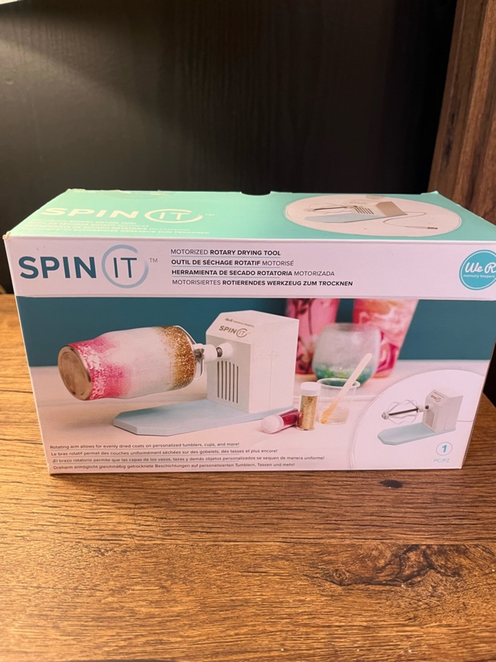 *New* Spin It Motorized Rotary Drying Tool - Teal/White for decorating cups